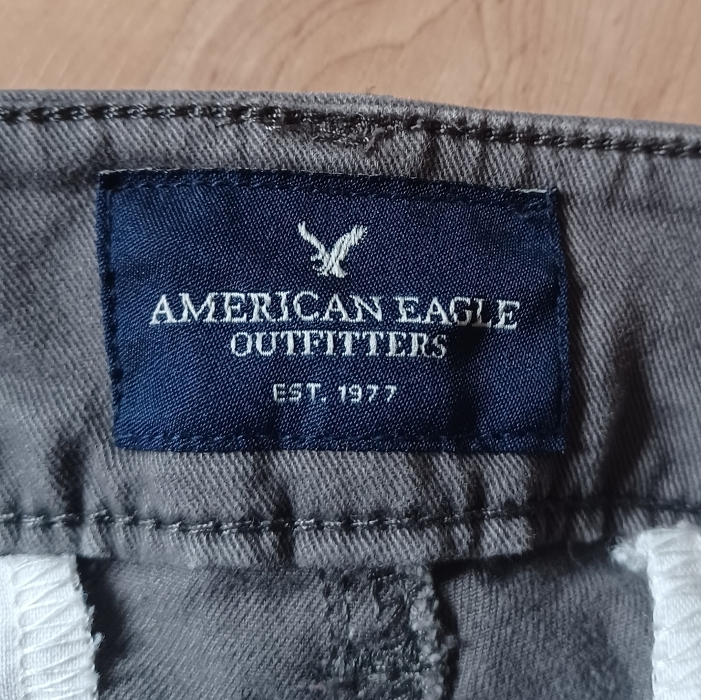 American Eagle Womens Kick Boot Pants 4 Short Charcoal Gray Stretch Chino Casual - Picture 5 of 10